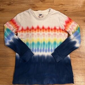 Lands' End Women’s Rainbow Tie-Dye Crew Neck Sweater